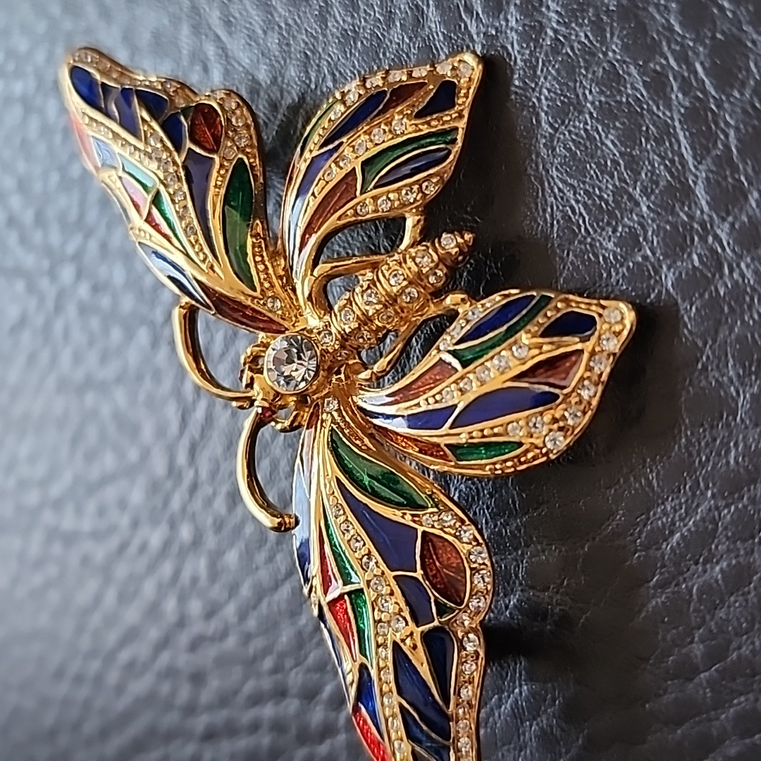 Camrose & Kross Jbk Gold Butterfly Brooch With Multicolor Accents
